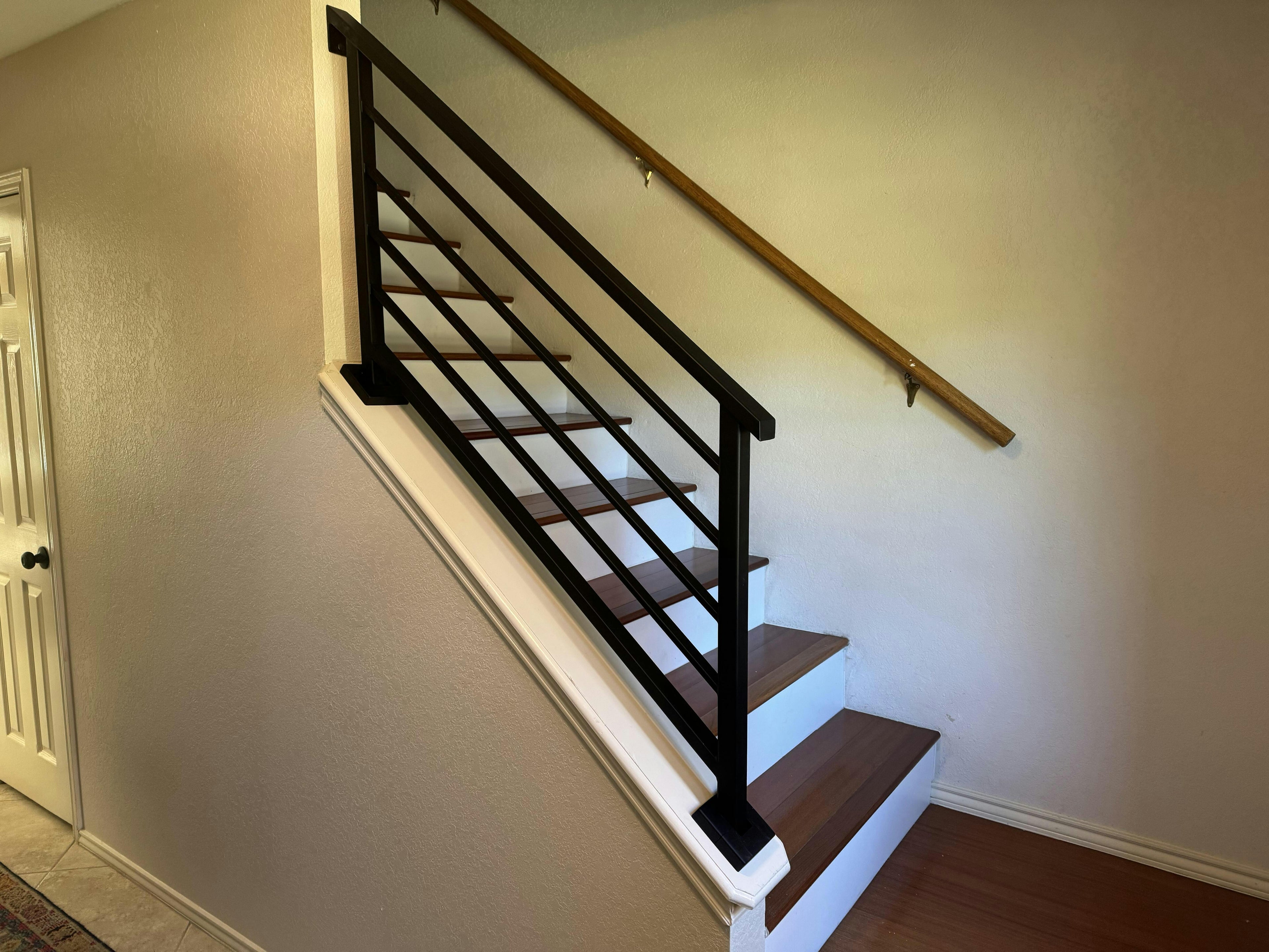 Angled Stair Railing – Sloped Horizontal Steel Banister Metal Craft
