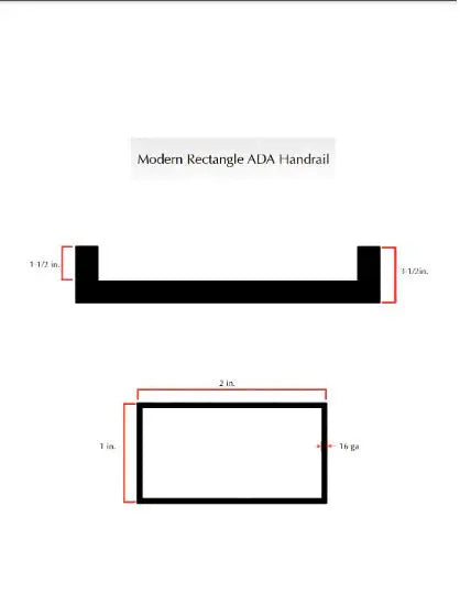 2"x1" Rectangle Metal Handrail RailCraft