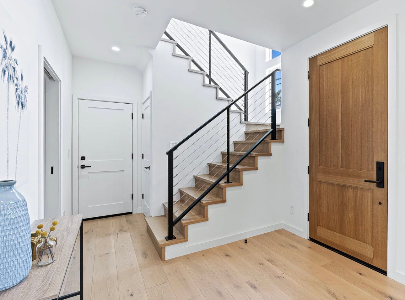 Angled Cable Stair Railing – Modern Sloped Staircase Railing System