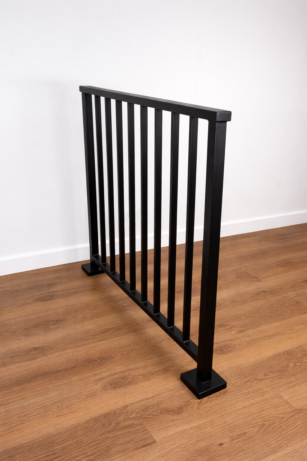 Modern Vertical Stair Railing – Steel Guardrail with 2" x 1" Top Rail Metal Craft