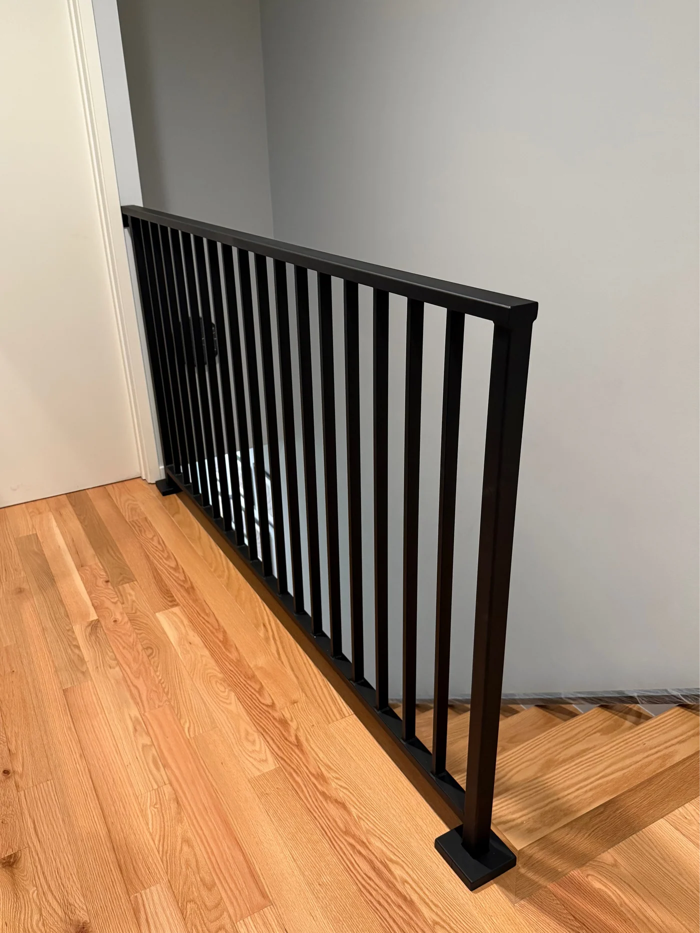 Modern Vertical Stair Railing – Steel Guardrail with 2" x 1" Top Rail Metal Craft