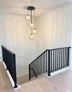 Modern Vertical Stair Railing – Steel Guardrail with 2" x 1" Top Rail Metal Craft