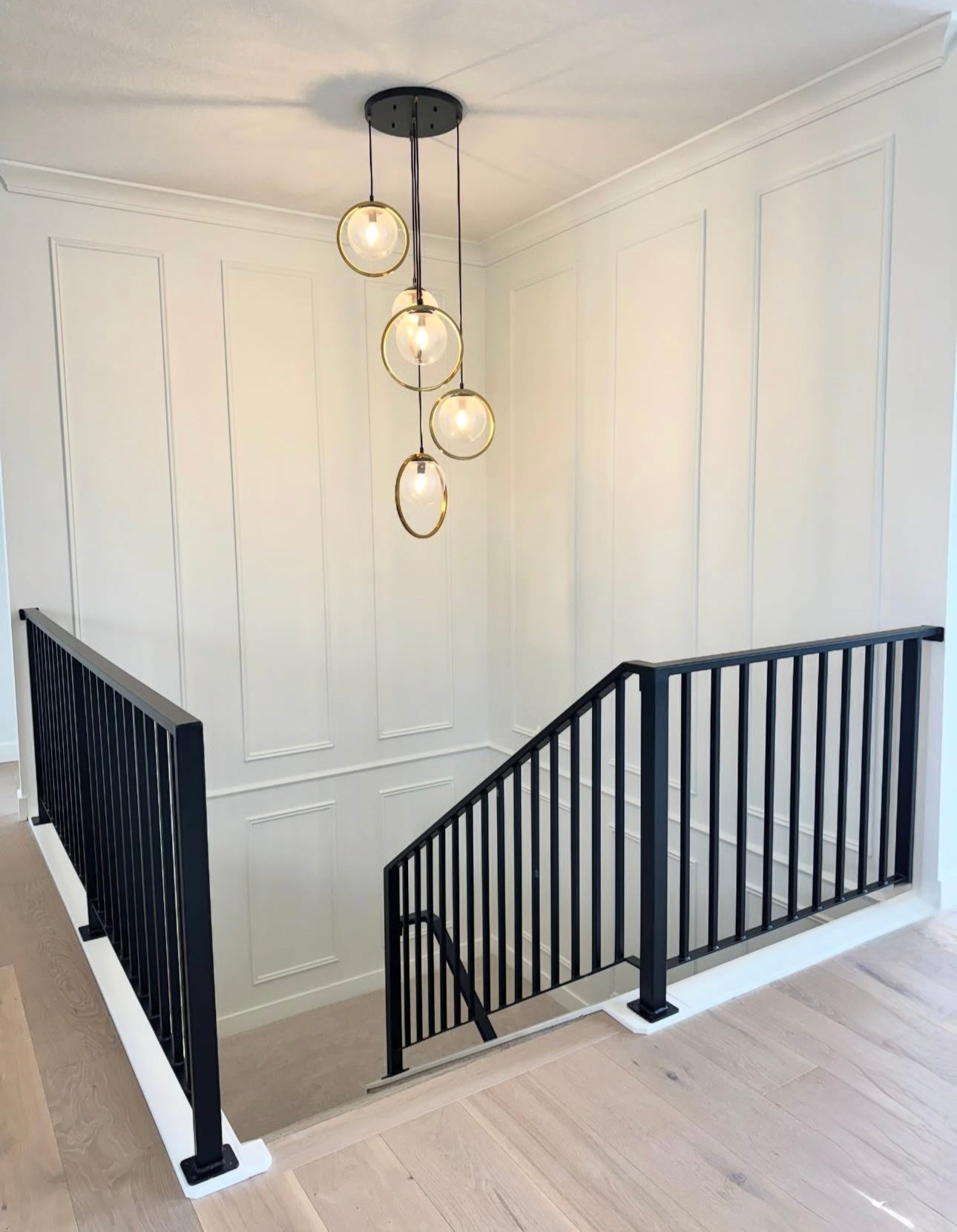 Modern Vertical Stair Railing – Steel Guardrail with 2" x 1" Top Rail Metal Craft