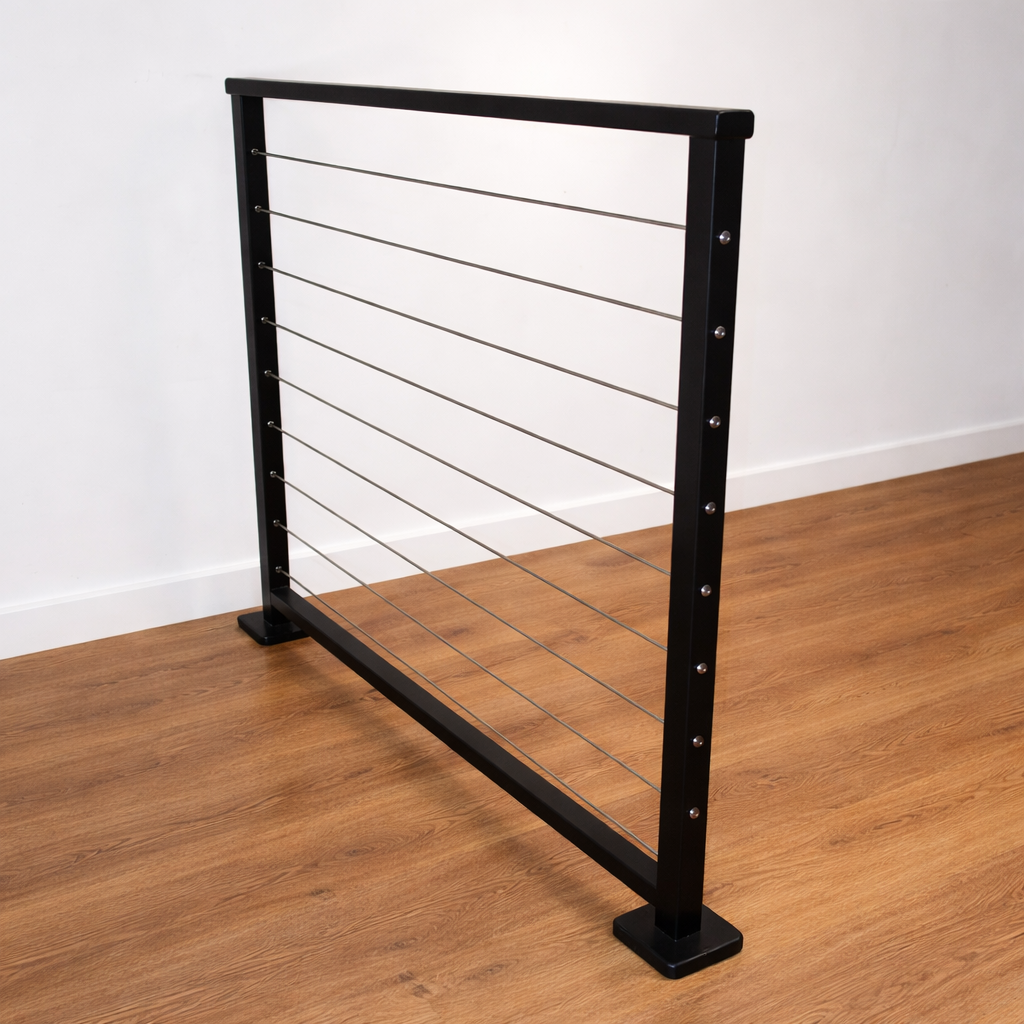 Metal Cable Railing System (Guardrail) – 2" x 1" Top Rail & Stainless Steel Cables | Modern Outdoor Railing