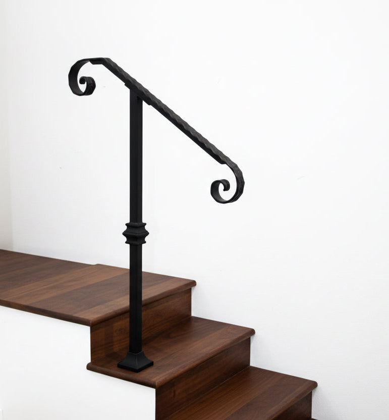 1.5" Engraved Wrought Iron Handrail for 1–3 Steps Metal Craft
