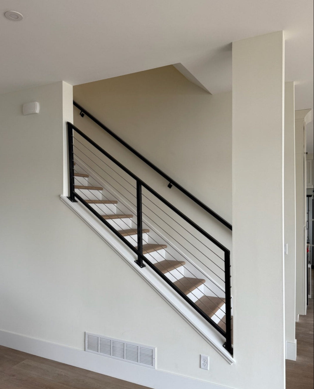 Angled Cable Stair Railing – Modern Steel Guardrail with 3/16” Cables Metal Craft