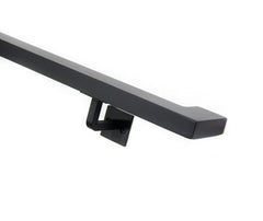 Powder coated aluminum handrail mounted on outdoor stairs