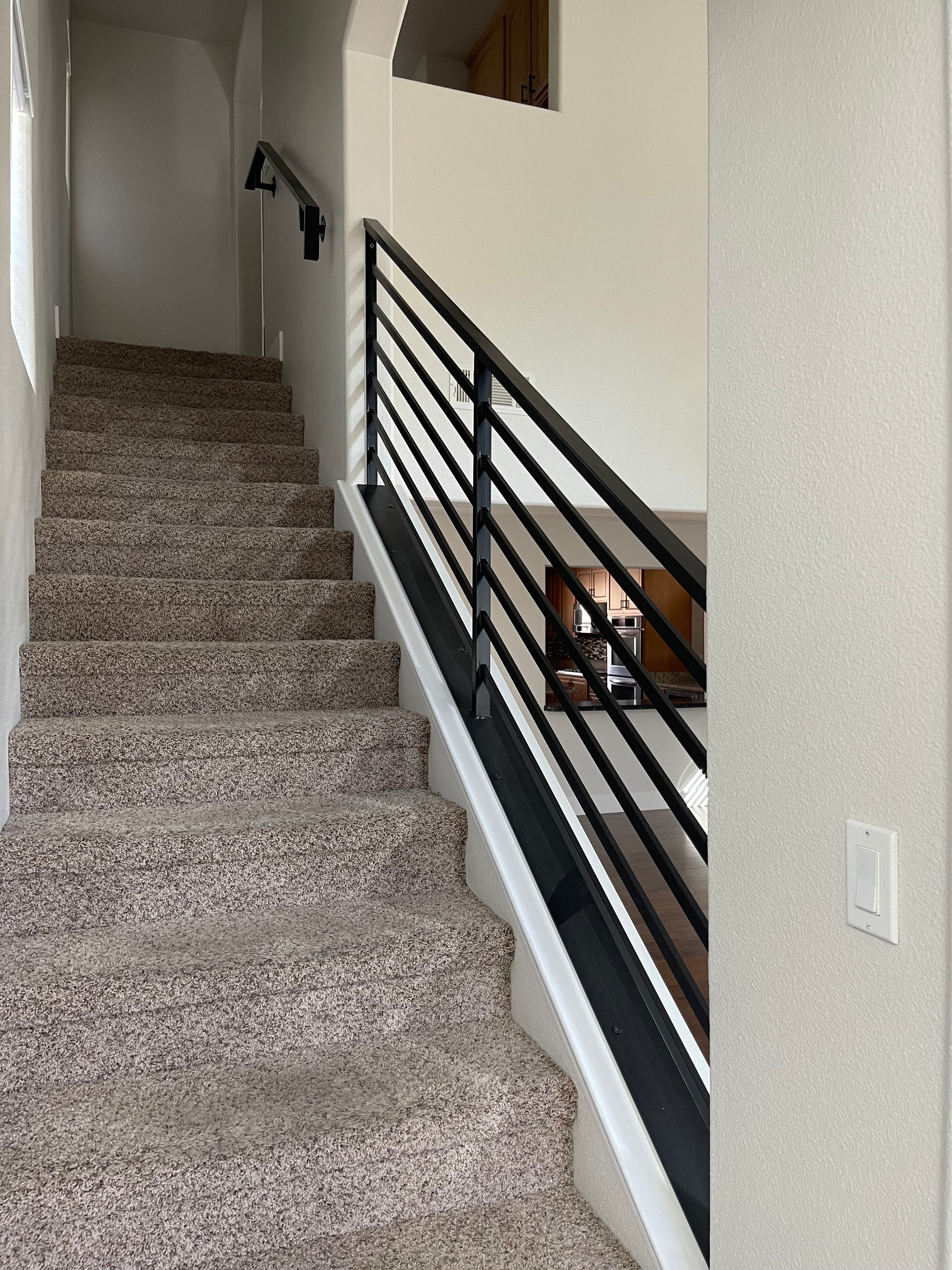 Angled Stair Railing – Sloped Horizontal Steel Banister Metal Craft