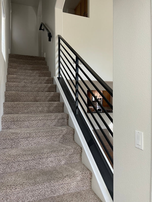 Angled Stair Railing – Sloped Horizontal Steel Banister Metal Craft
