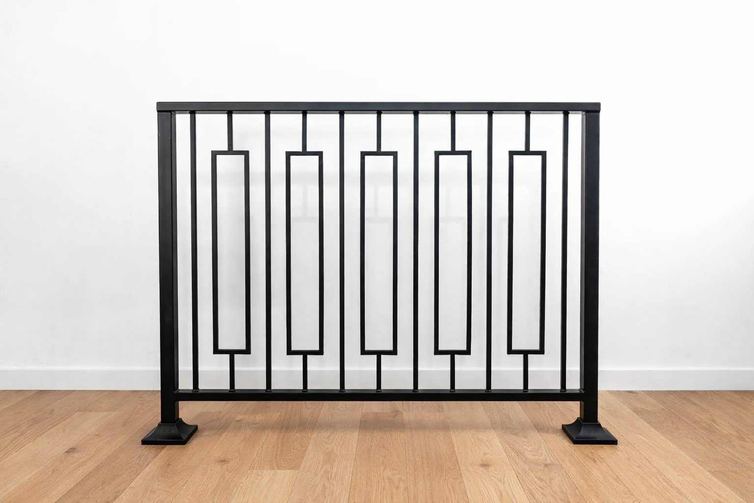 Modern Geometric Metal Stair Railing – Ground Mounted Metal Craft