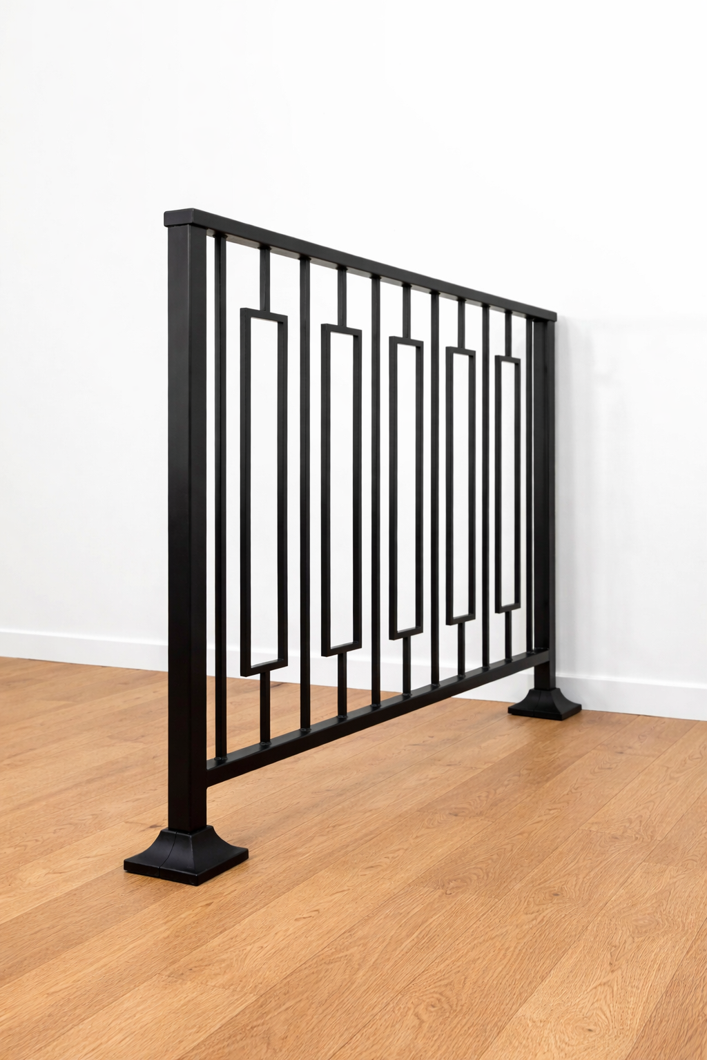 Modern Geometric Metal Stair Railing – Ground Mounted Metal Craft