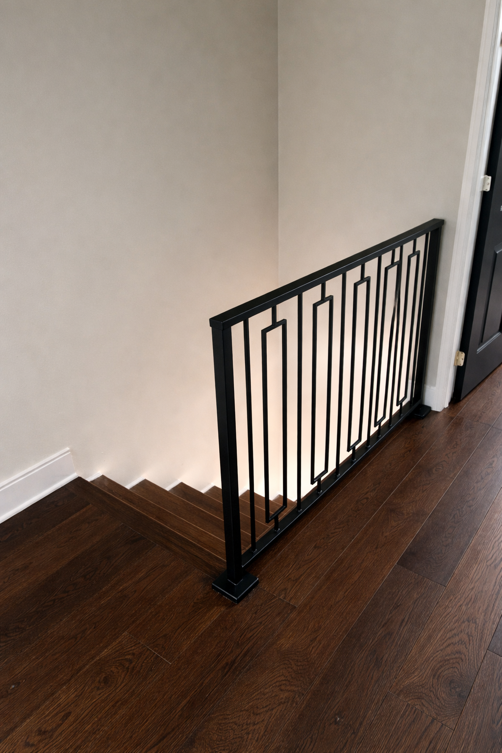 Modern Geometric Metal Stair Railing – Ground Mounted Metal Craft