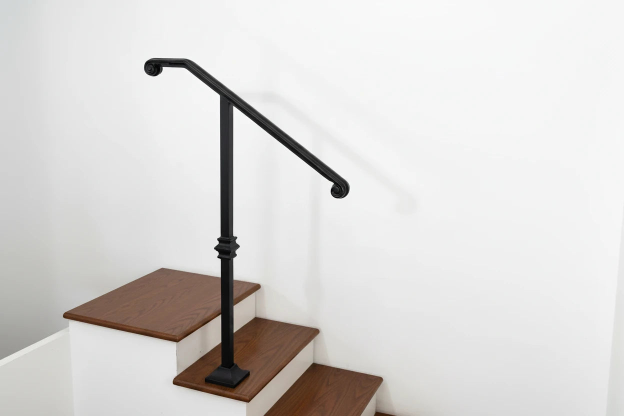 2" Molded Cap, Single-post Metal Handrail for 1 to 3 Steps Metal Craft