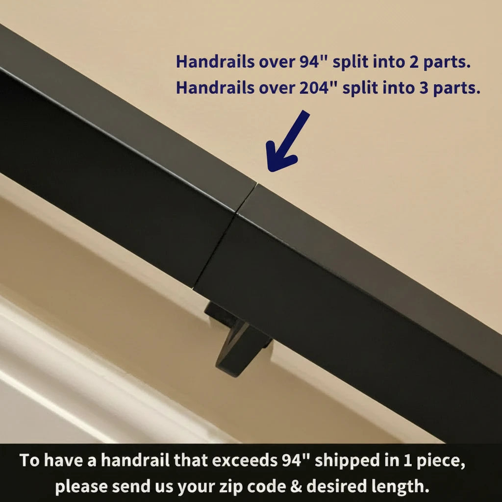 1.5"x1.5" Square Metal Handrail for Stairs RailCraft