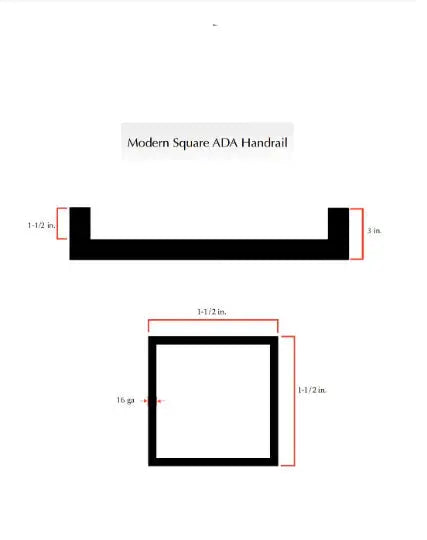 1.5"x1.5" Square Stainless Steel Handrail RailCraft