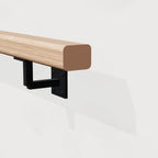 Rounded 2-1/4 inch white oak handrail profile and bracket, side view